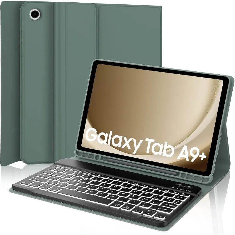 

Чехол с клавиатурой для Samsung Galaxy Tab A9 Plus, 11-дюймовая клавиатура с магнитной подсветкой для Galaxy Tab A9 + чехол SM-X210/X215/X216