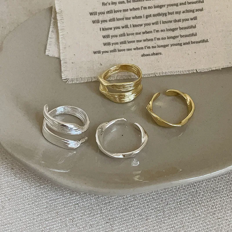 Open Irregular Metal Ring Adjustable Gold Plated Alloy Distinctive Trendy Versatile Stackable Chic Gift for Her