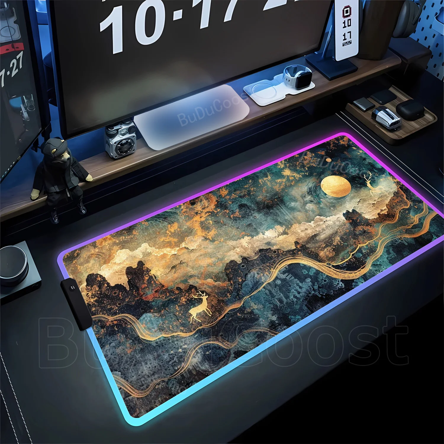 

RGB Wall painting Dunhuang Nine Colored Deer Large Gamer Mousepad Control Deskmat Pc Gaming Setup Accessories Gamer Keyboard Pad