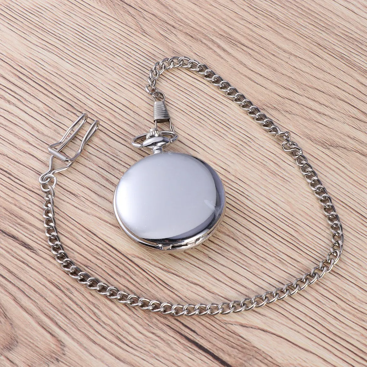

Vintage Pocket Watch Men Mechanical Movement Precise Timekeeping Silver Stainless Steel Durable Acrylic Chain Hook 12H 24H
