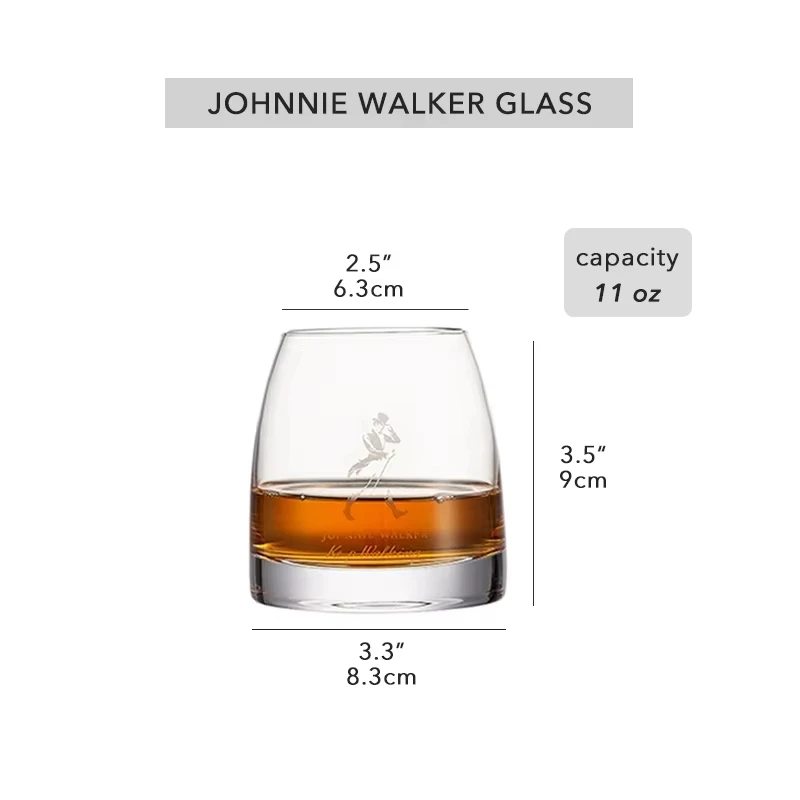 Johnny Walker Classic Heavy Base Rocks Glass Set (2pc) | Luxury 10oz Tumblers 6 Johnnie Walker Whiskey Glasses Set of 2, 10 OZ Whiskey Glasses, Rocks Glasses for Scotch, Liquor Vodka, Bourbon, Whiskey Gifts 4