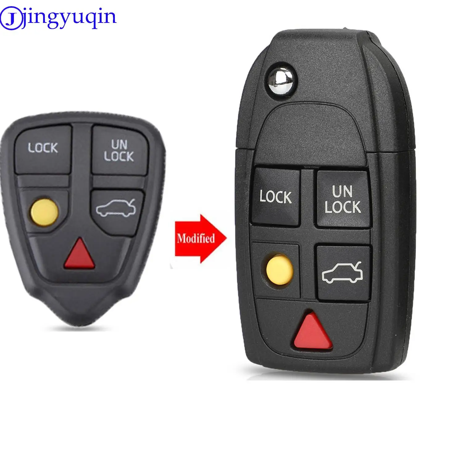 

jingyuqin 10p 4/5 Buttons Modified Flip Folding Car Key Shell Case For Volvo XC70 XC90 V50 V70 S40 V40 V90 C70 S60 S80 S70