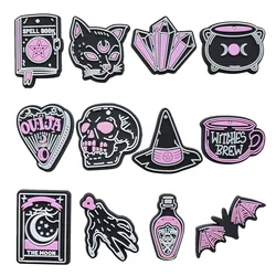 1Pcs PVC Pink Halloween Shoe Charms for Crocs DIY Badge Clogs Buckle Kids Pins Decoration Jeans Shoe Accessories X-mas Gift