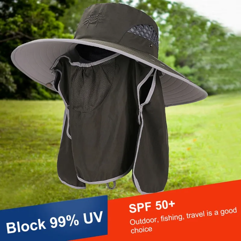 New Sunshade Men Hats Outdoor Fishing Hiking Male Sun Hat Quick Dry Detachable Breathable Summer Hat