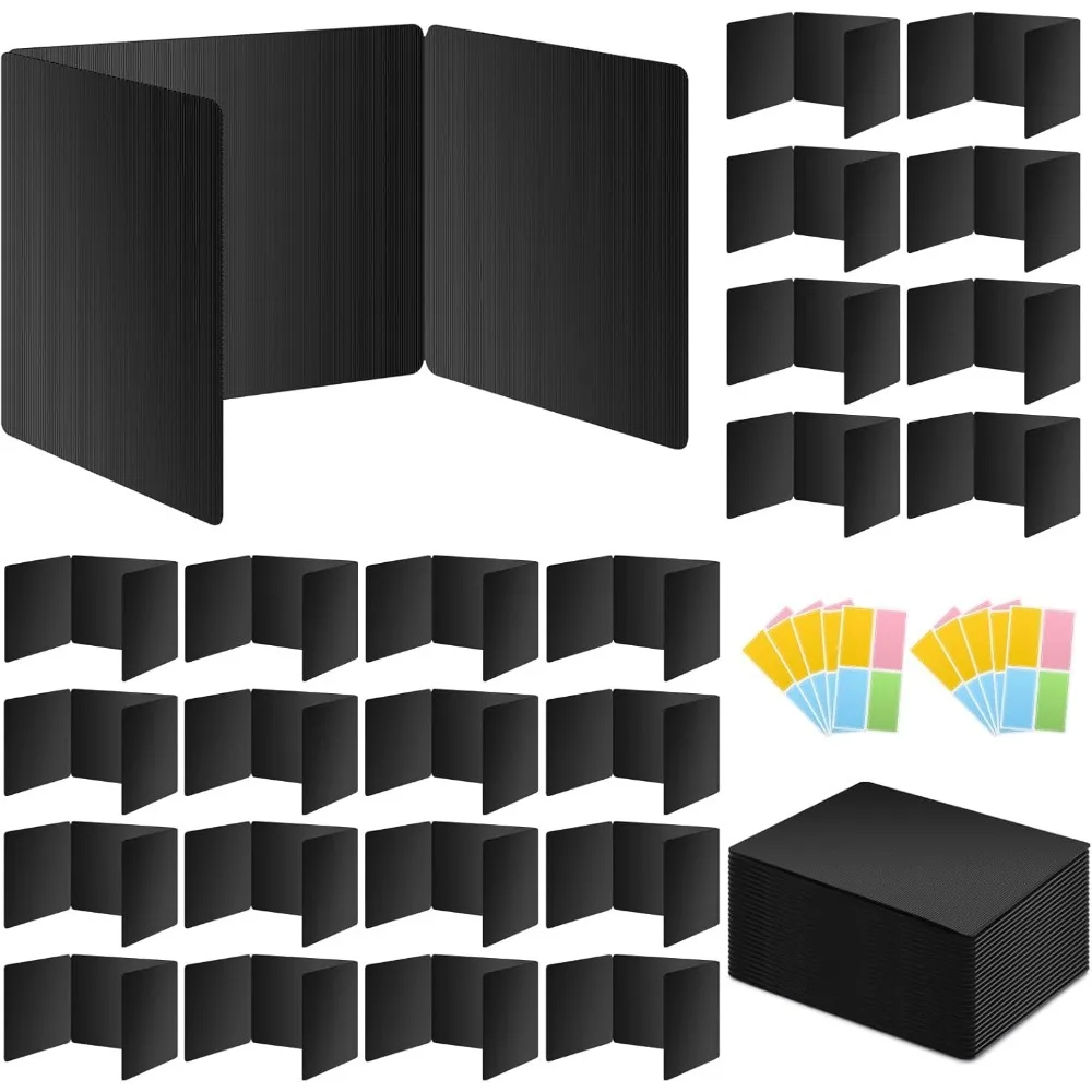 

24 черных разделителя для рабочего стола для студентов, прочные водонепроницаемые пластиковые экраны для учебы, принадлежности для учителей в классе, для тестов