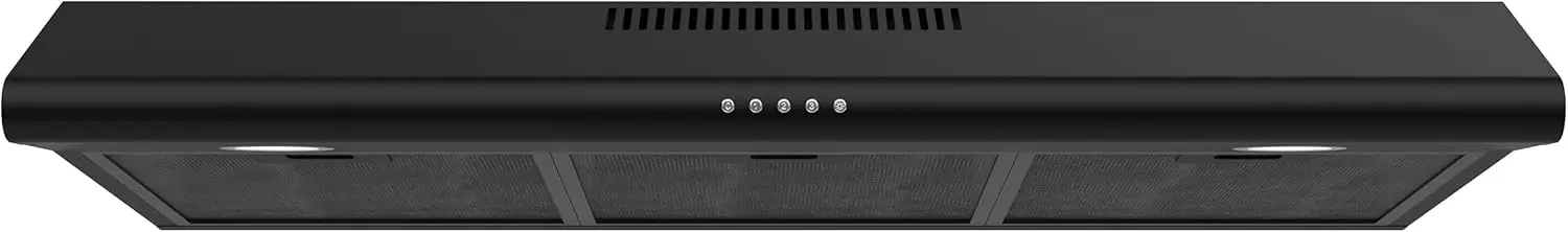 

36 Inch Black Under Cabinet Ran Hood 200 CFM Ducted Ductless Convertible Kitchen Hood with 3-Speed Stove Vent Fan LED Lights Alu