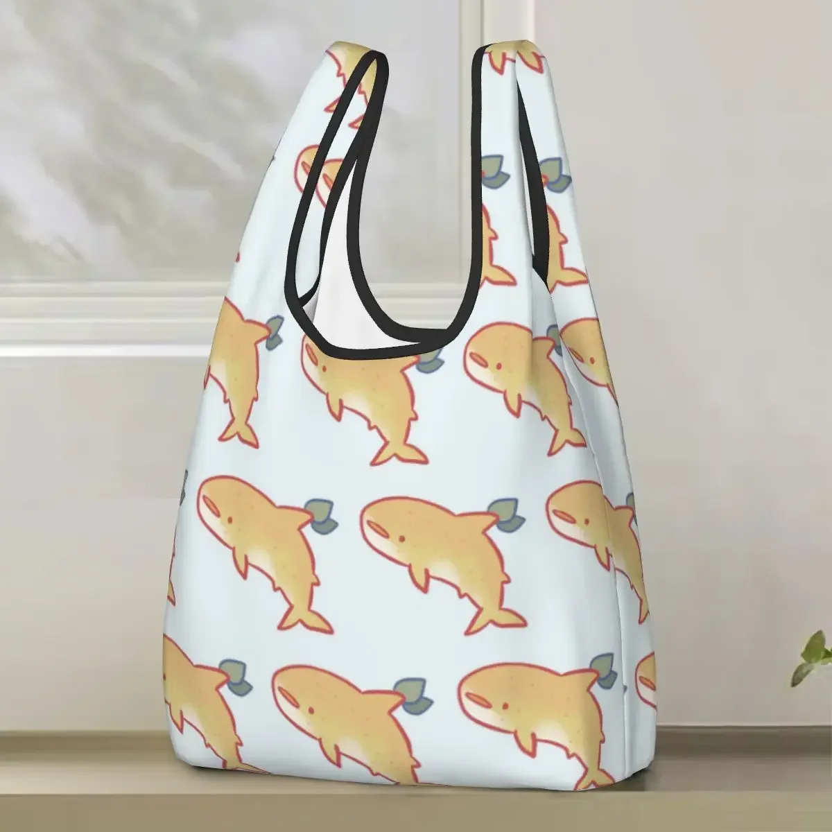 Lemon Shark Shopping Bag Portable Tote Bags Foldable Shoulder Shopper Bag Grocery Handbag