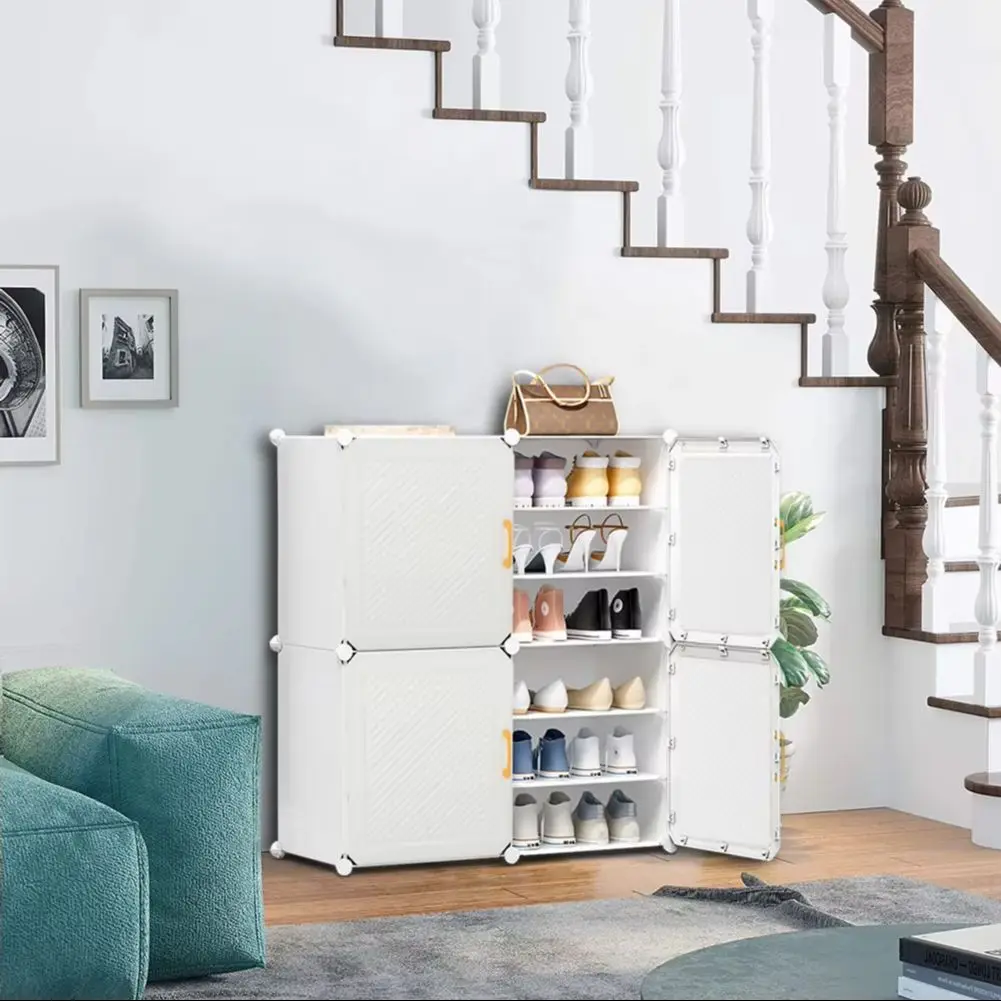 White Home Entryway Large Capacity Multi-Layer Shoe Cabinet 85x32x95cm