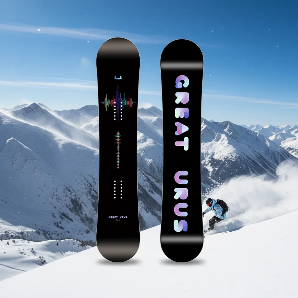 

Factory Direct All-Mountain Snowboard For Men-Carbon Fiber & Poplar Wood Construction Custom 3D Printed Asymmetrical Hem