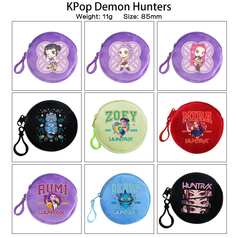 

New Kpop Demon Hunters Plush Wallet Cartoon Anime Storage Bag DIY Girl Group Rumi Mila Zoe Portable Earphone Bag Coin Wallet