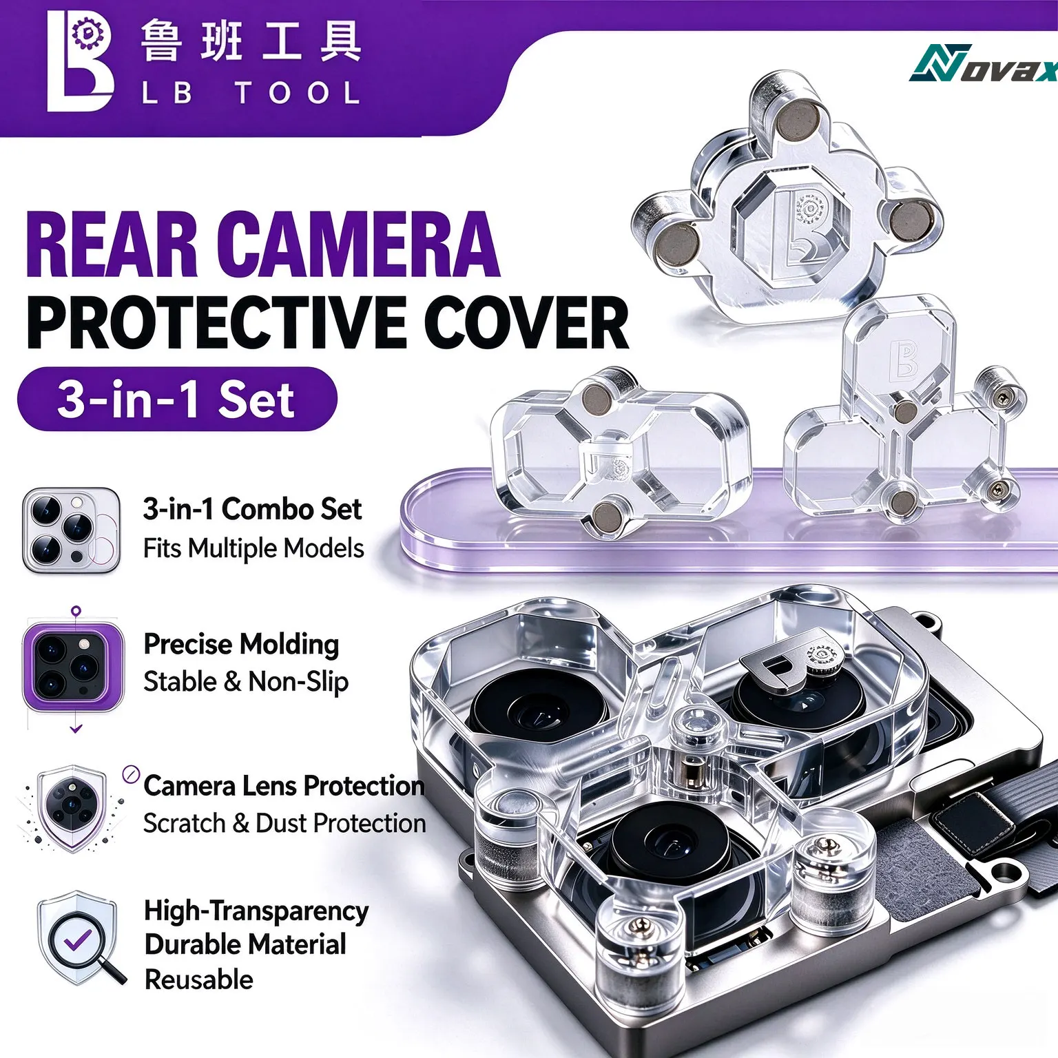 LUBAN 3-in-1 rear camera protective cover,  for iPhone 6-17PM phone maintenance and disassembly, dustproof and scratch resistant