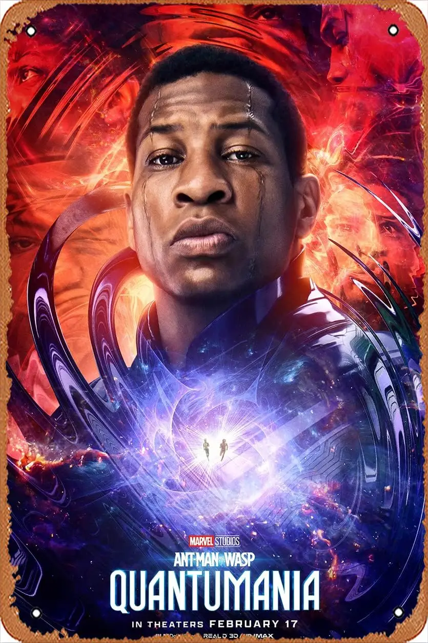 Ant-Man et Quantumania (Jonathan Majors, Kang le conquérant) affiche de film signe en étain Film cinéma théâtre-boîte en métal