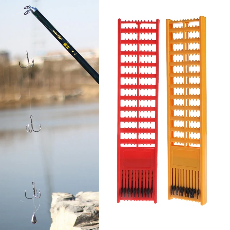 Fishing Rig Board Plastic Double Side Spring Hooks Storage Catch Holder Random