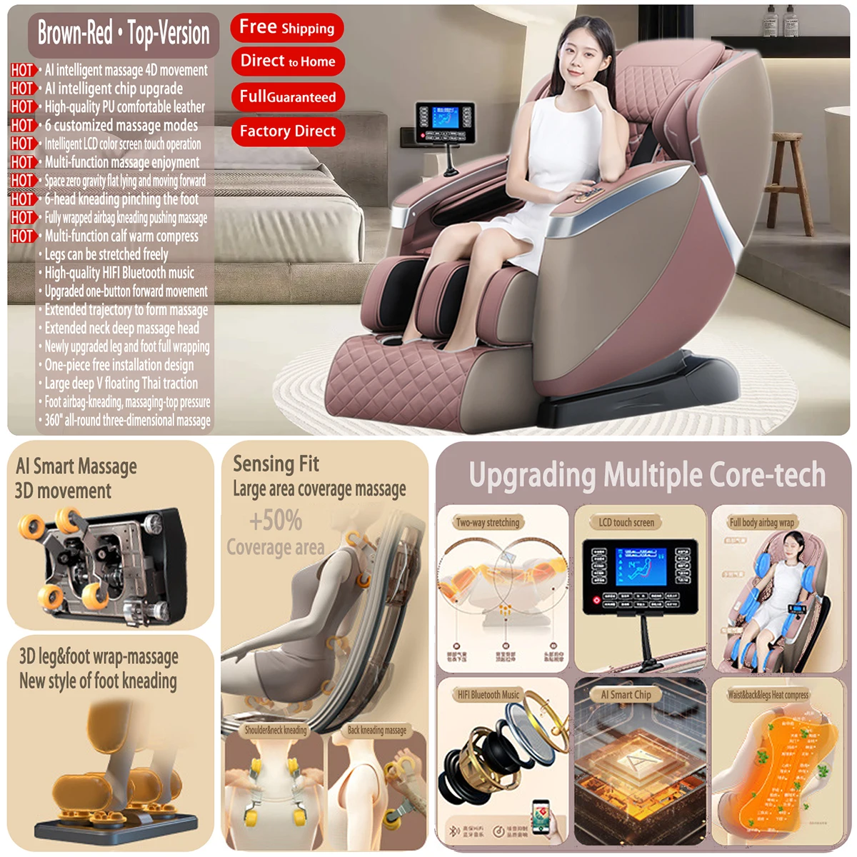 

2025 True 4D AI Intelligence Zero Gravity Massage Chair Recliner Ultra-High-End New Arrivals High Luxury Full Body