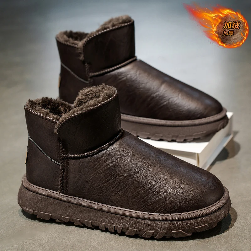 أحذية ثلج معزولة لعام 2025 للرجال، مبطنة بالفرو الصناعي ومضادة للانزلاق، مثالية لعيد المحاربين القدامى والتزلج أو التزلج على الجليد