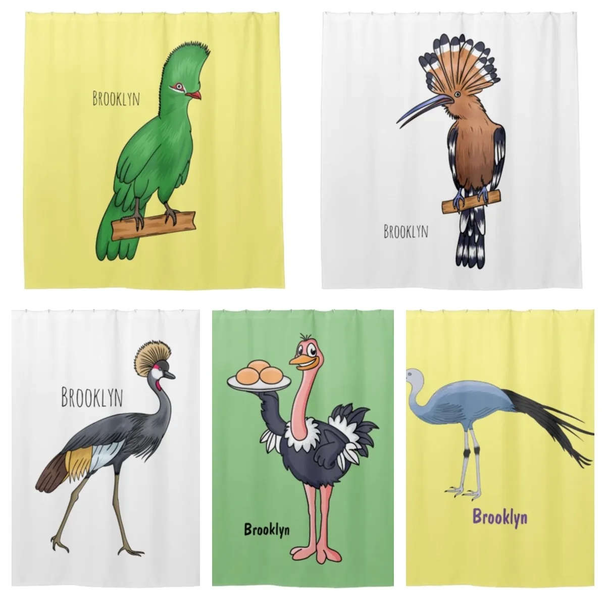 Funny african birds cartoon illustration shower curtain bathroom curtain with hook bathroom curtain l220cm hoopoe shower curtain