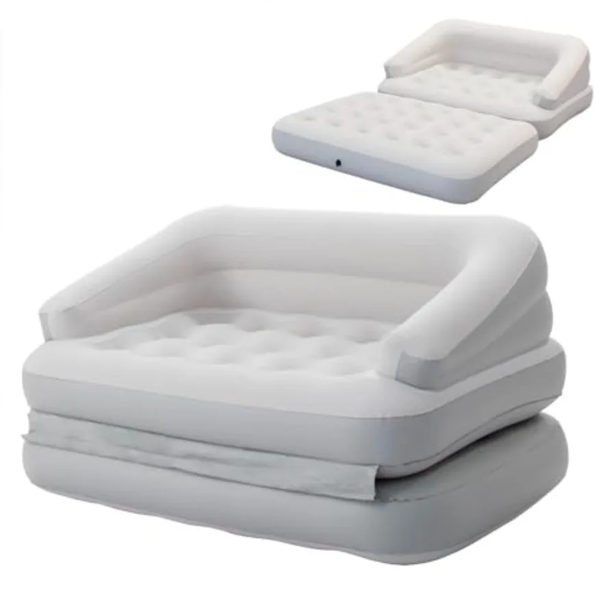 

Inflatable Sofa Bed for Camping Pool Float Couch Outdoor Flocked Mattress Bed with Armrest