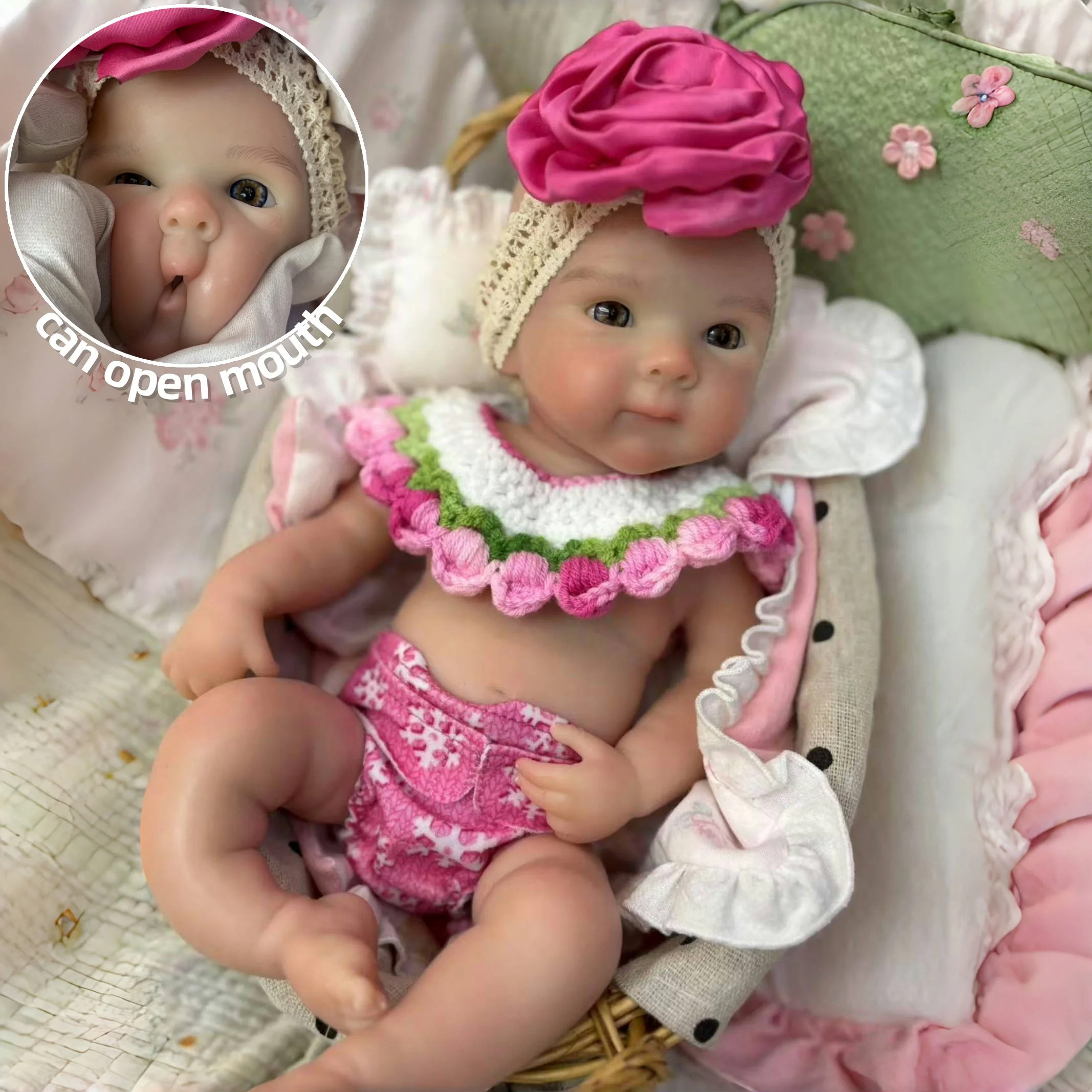 

13-дюймовая силиконовая кукла Reborn Bebe Girl с открытым ртом Bettie Girl, моющаяся окрашенная кукла Reborn, игрушки Corpo De Silicone