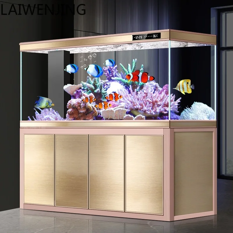 HLZ fish tank ultra-white glass bottom filter aquarium medium and large entrance screen partition integrated