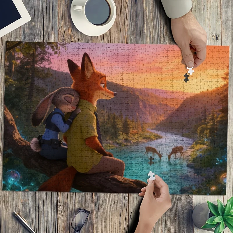 

1000pcs Disney' Wildebeest Resort (Zootopia) Judy & Nick Puzzle - Challenging Suitable for &, DIY Brain Game, / Wall Decor - 1