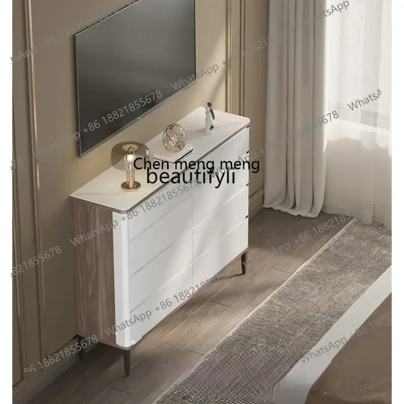 D178 Y yj Eight Nine Chest of Drawers Ultra-Thin Modern Minimalist Solid Wood Minimalist Sideboard Cabinet Tailstock TV Cabinet