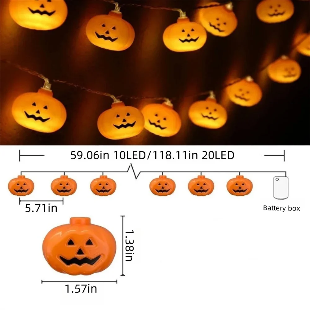 3M Halloween Kürbis Lichterketten Kürbis Laterne Batteriebetriebene LED Lichterkette für Party Urlaub Horror Atmosphäre Dekor