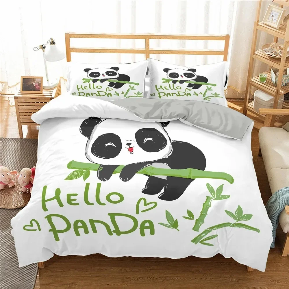 

Lovely Cartoon Panda Bedding Sets 3D Printed Duvet Cover Set For Kids Girls 135x200 Bed Linen King Single Double Size Room Decor