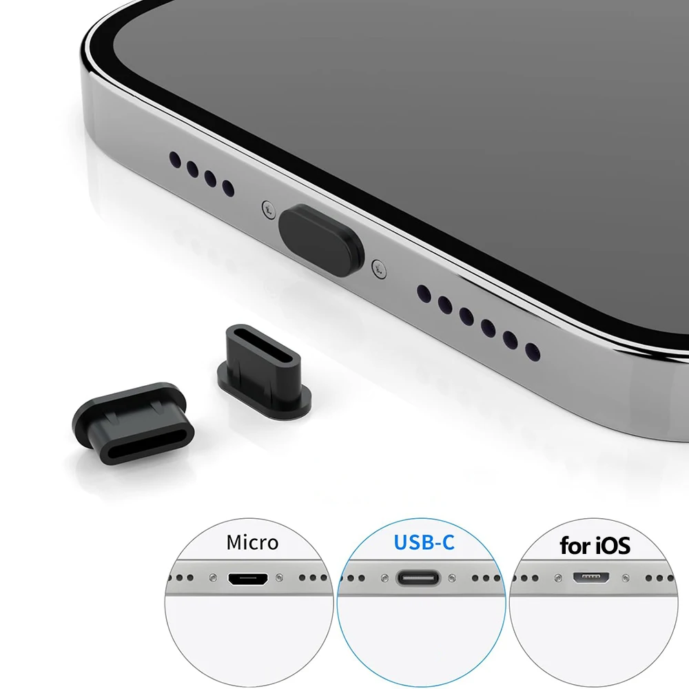 قابس غبار USB C من السيليكون مع غطاء مكبر صوت للهاتف 28 في 1 طقم تنظيف غطاء منفذ الشحن لنظام iOS Micro Type-C iPhone Samsung #5
