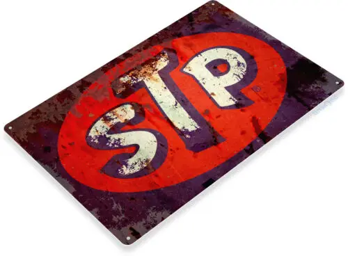 STP Motor Oil Logo Gas Station Garage Retro Rustic Vintage Wall Decor Metal Sign