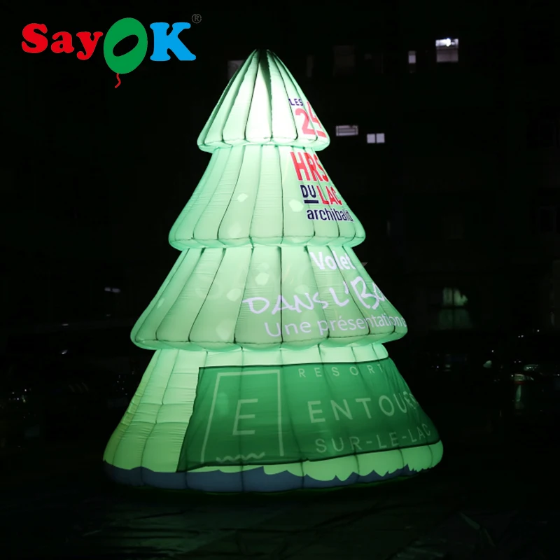 4.5m Inflatable Christmas Tree Decoration With Air Blower, Full Printing, Custom Advertisement Logo