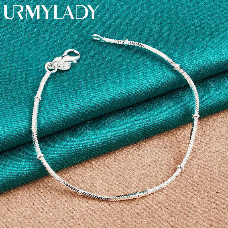 URMYLADY 925 Sterling Silver Snake Chain 20cm Bracelet For Women Men Wedding Charm Engagement Party Fashion Jewelry