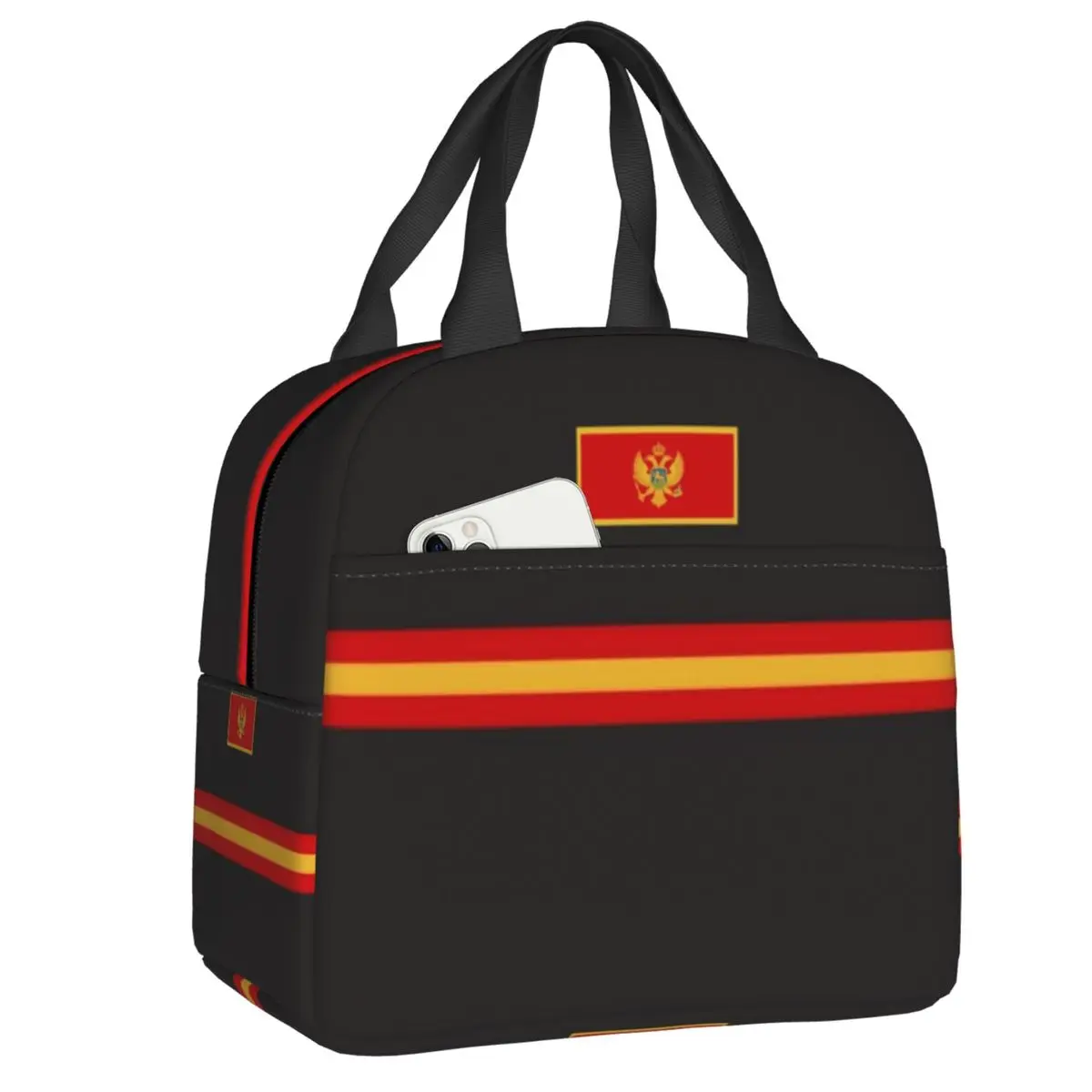 

Custom Flag Of Montenegro Lunch Bag Men Women Warm Cooler Insulated Lunch Box for Adult Office