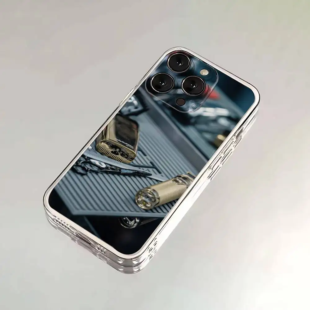 Etui na telefon z motywem fryzjerskim, narzędzia do stylizacji włosów, do iPhone 6, 16, 15, 14, 13, 12, 11, 17 Pro, Max, Plus, X, XS, XR, SE, Mini, przezroczyste, miękkie.