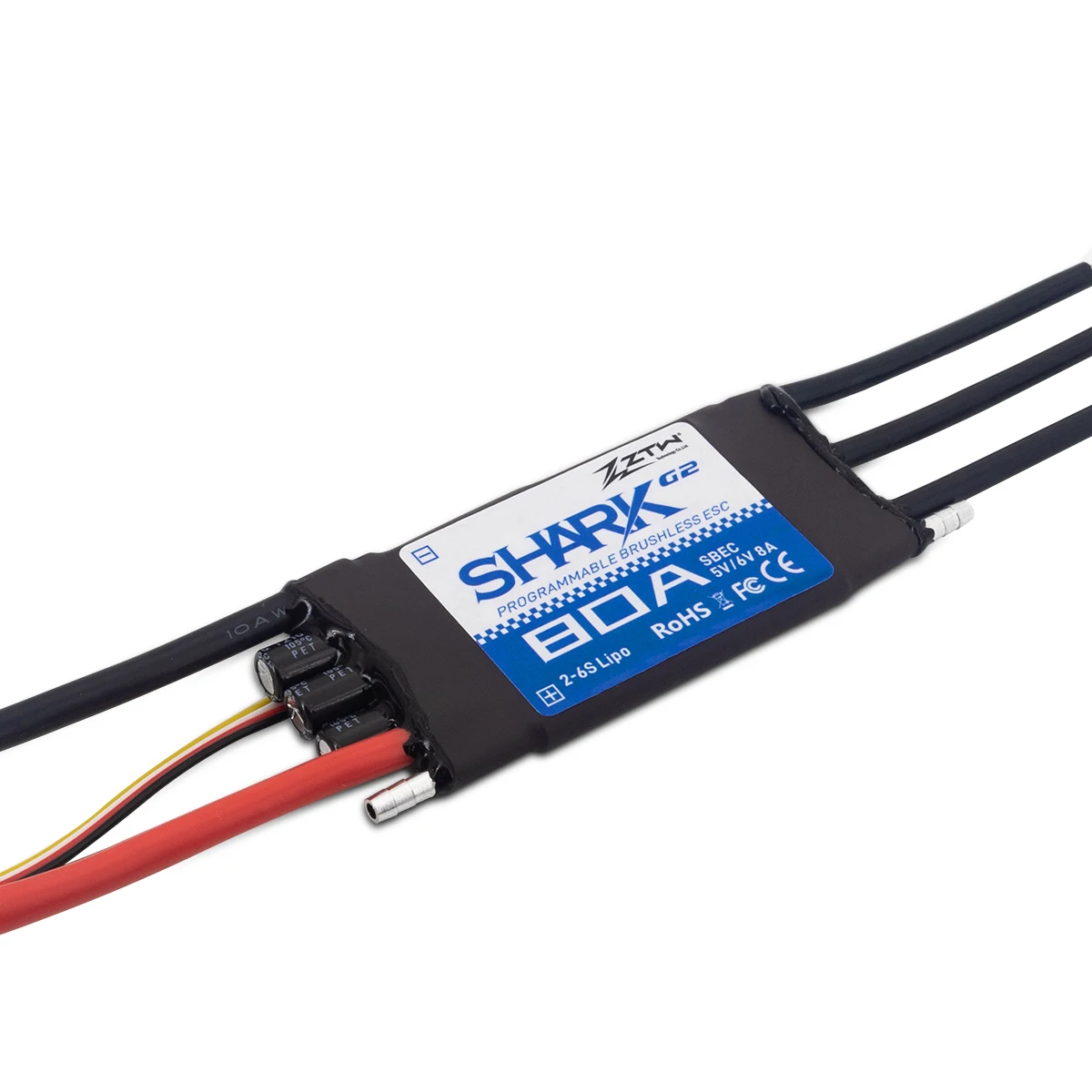 Newest ZTW Shark G2  20A 30A 40A 50A 60A 80A 100A Waterproof brushless ESC BEC For Boat With Water-cooling System RC boat model