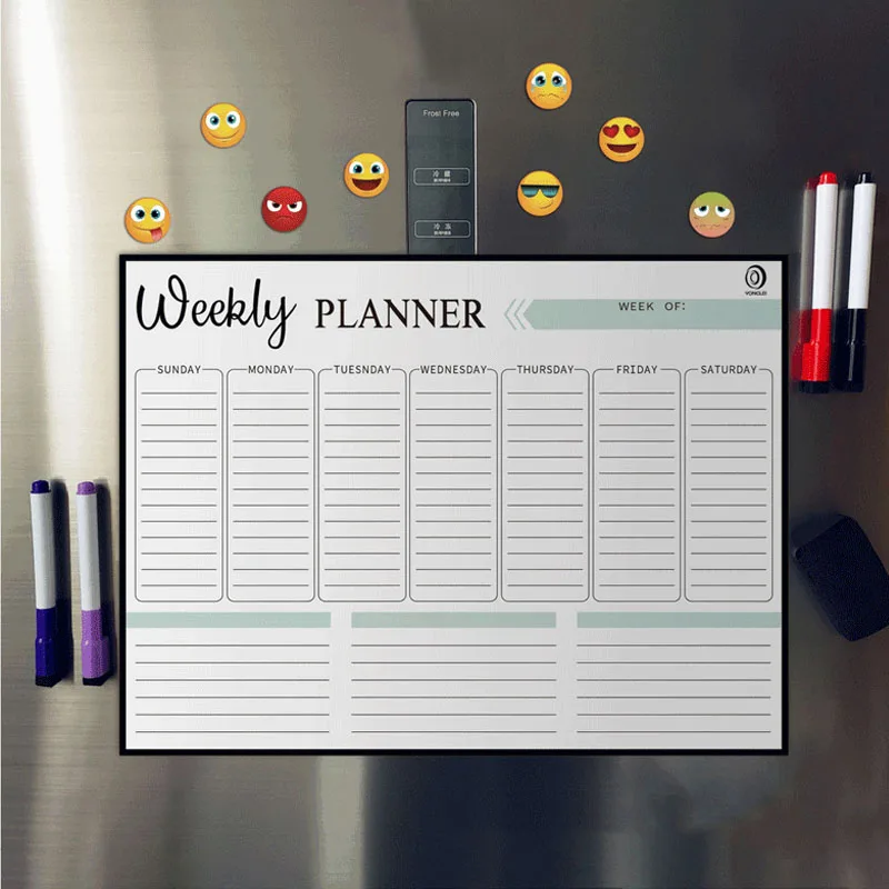 Personalized Magnetic Blackboard for Fridge, Customizable Calendar Planner with Adhesive Whiteboard and Icons for Easy Planning