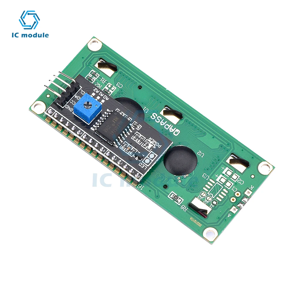 1602LCD Display Screen Yellow/Blue-with I2C Adapter Board Module Wide Body Chip Plug-in Potentiometer