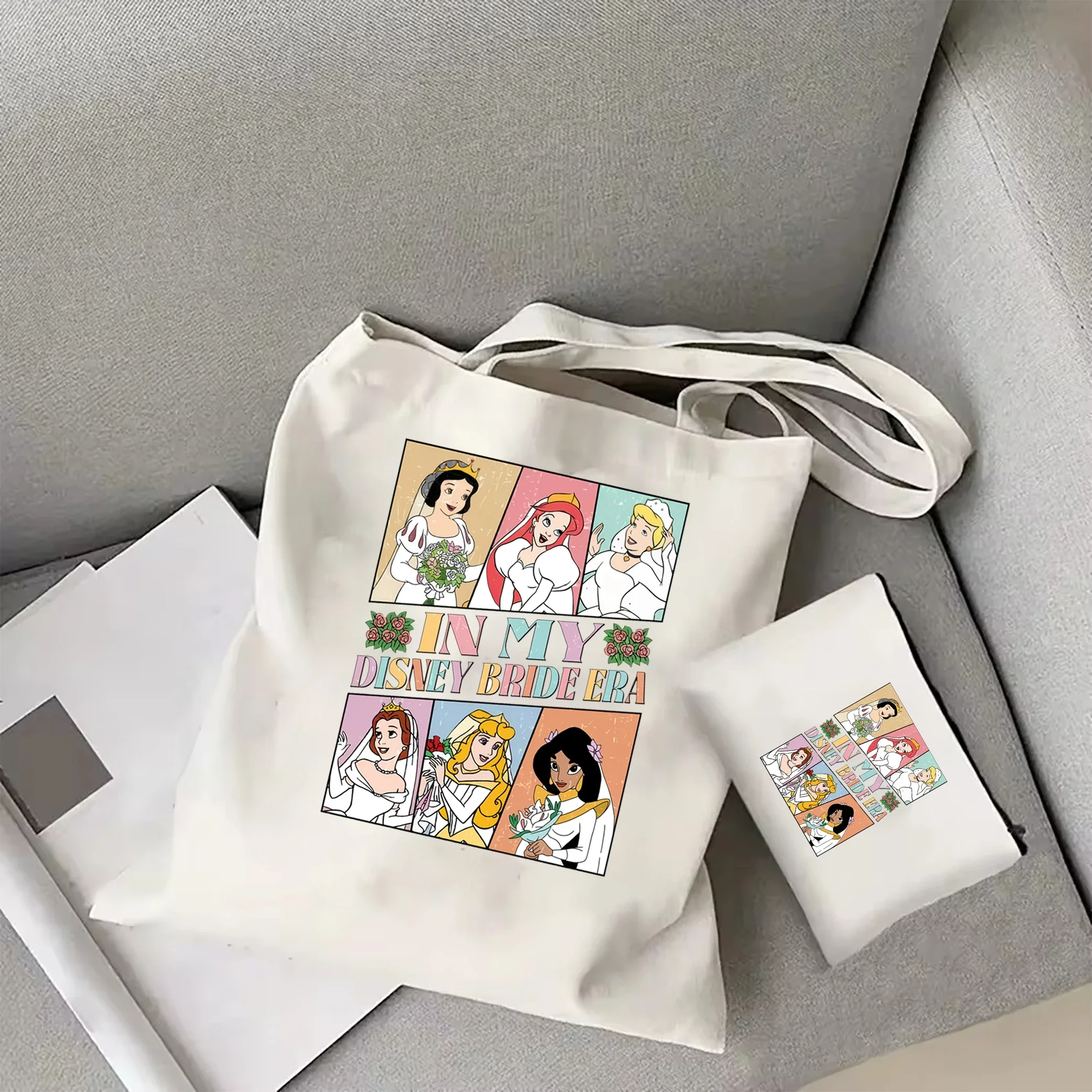 In My Disney Bride Era tote bag Princess addio al nubilato borsa cosmetica Disney Bride Girls Club Canvas Bag Bride Squad tote Bag