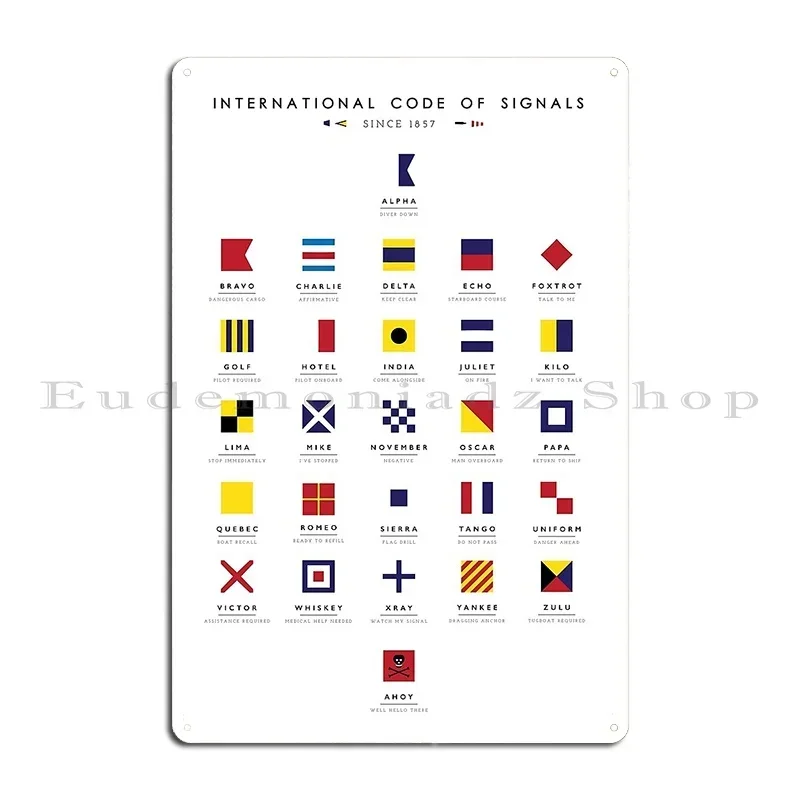 Nautical Flags International Code Of Signals Metal Sign Poster Living Room Party Designs Bar Cave Retro Tin Sign Poster