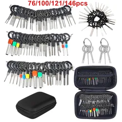 Auto Reparatur Key Set Terminal Entfernung Werkzeug 76/100/121/146Pcs Auto Elektrische Draht Crimp Stecker pin Nadel Extractor Kit Stecker