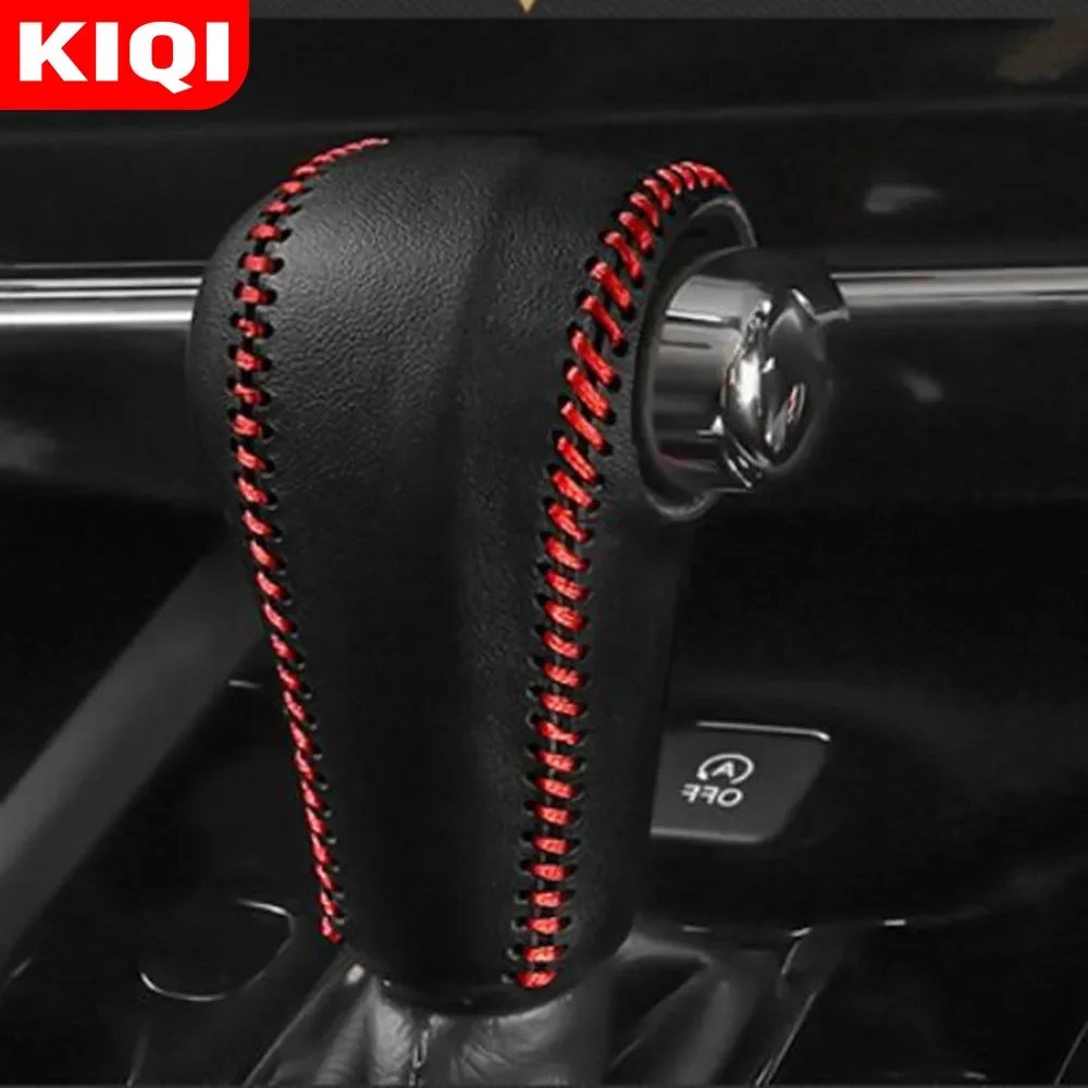 KIQI AT Car Gear Head Shift Collars for Honda Vezel HRV HR-V 2014 - 2020 Leather Shift Knob Protection Cover Accessories