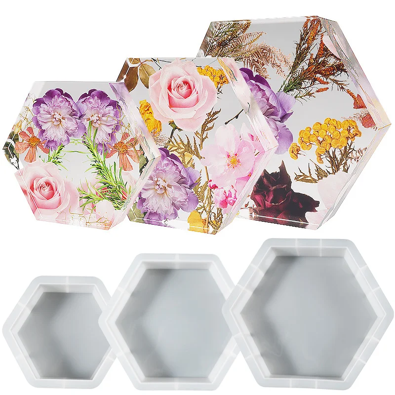 Large Geometry Hexagon Silicone Molds DIY Crystal Deep Epoxy Resin Mold Art Casting Flowers Bouquet Preservation Home Decor