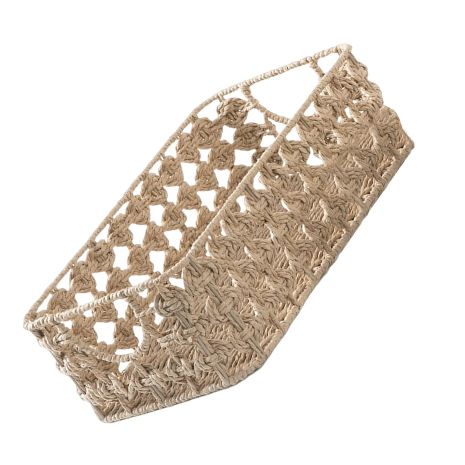 

Плетеная корзина для хранения из бумажной веревки ручной работы, прямоугольная, для полок, рабочего стола, закусок, косметики, органайзер из бумажной веревки