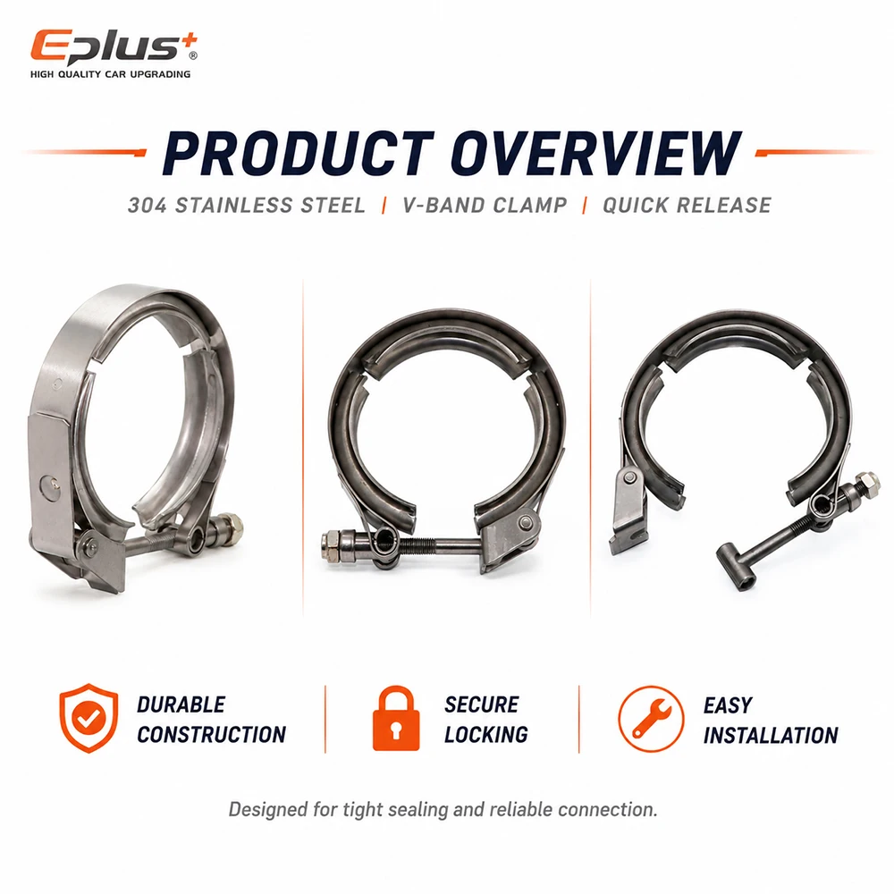 Universelle Schnellverschluss-V-Band-Auspuffrohrklemme aus 304 Edelstahl, 1,5~6 Zoll V-Klemme für Auto-Turbo-Auspuffsysteme – Detail 3