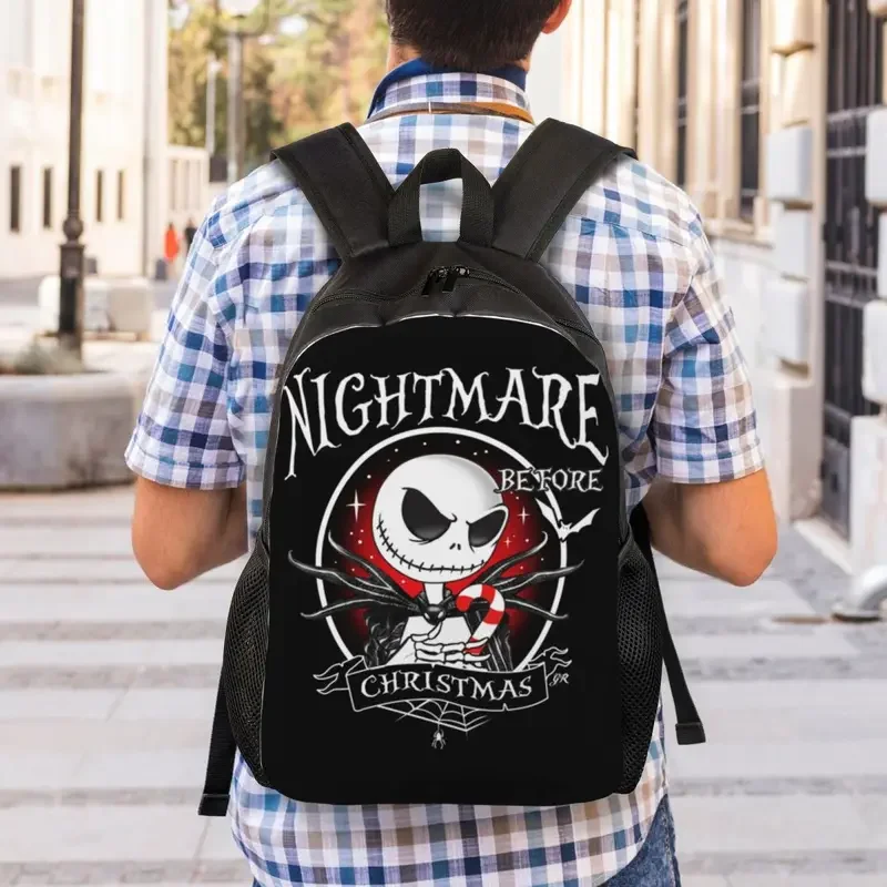 Personalizzato The Nightmare Before Christmas Jack Skellington zaini per uomo donna impermeabile College Halloween Bag stampa Bookbag