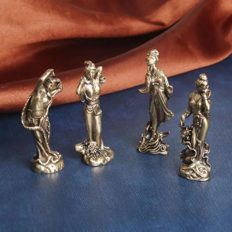 

4pcs Chinese Four Ancient Beauties Fairy Dance Model Statue Pure Brass Ornament