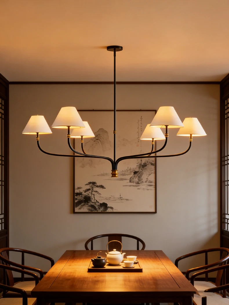 2 3 6 8 10 Lights White Lampshade Black Metal