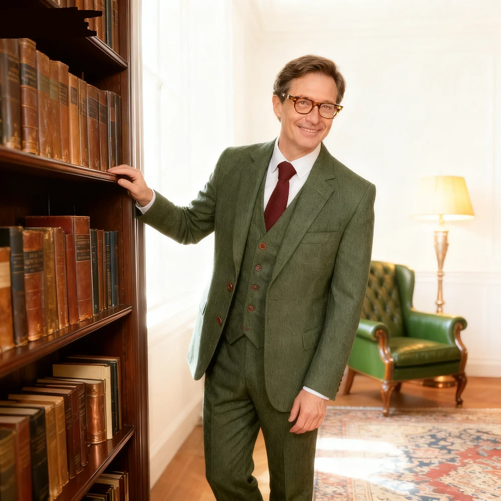 

Men's Tuxedo Formal Groom Suit with Shawl Lapel, Blazer, Vest, Pants for Wedding, Business, Prom Male Clothing, 3 Pcs