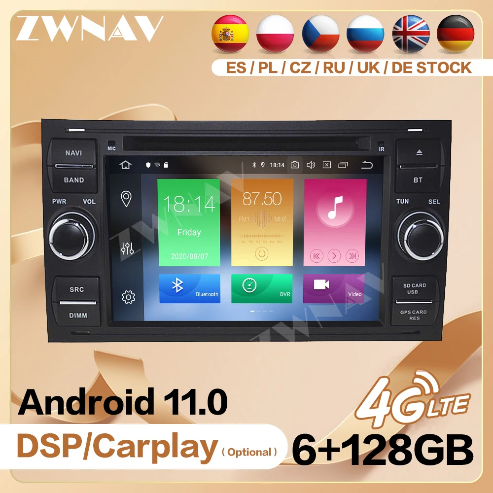 2 din 128GB DSP Carplay 2006 For Ford Mendeo Android 11 Multimedia player Video Audio Radio GPS Navigation Head Unit Auto Stereo