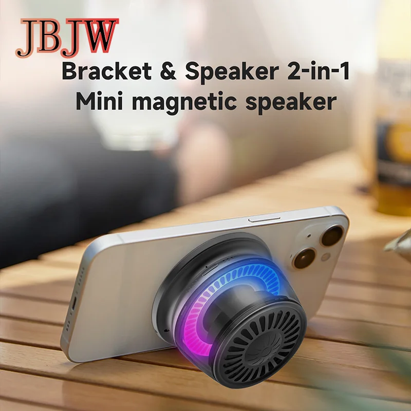 

JBJW 2025 Portable Mini Bluetooth Speaker Magnetic Wireless Speaker RGB Light HD Sound Outdoor Bike Loudspeaker Phone Holder