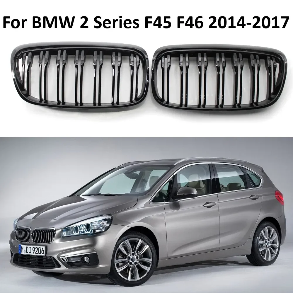 Front Grill Mesh Gloss Black For F45 BMW 2 Series 5 Seat Active Tourer And 7 Seat F46 Gran Tourer Front Bumper Grille 2014-2017